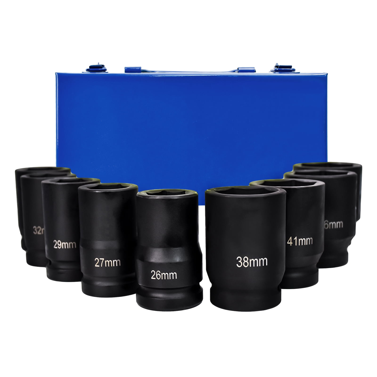 iMeshbean Impact Socket Set 9-Piece 1"Deep Drive Impact Socket Set for Automotive and DIY Projects, Includes 26/27mm, 29/32/35/38/41/46/50mm Jumbo