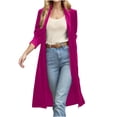 thumbnail image 3 of Brnmxoke Women's Long Velvet Cardigan Jacket Casual Open Front Long Sleeve Vintage Lapel Cardigan Coats Solid Velour Maxi Cardigan Sweater Pink,S, 3 of 7