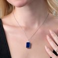 thumbnail image 3 of Gem Stone King 925 Sterling Silver Blue Created Sapphire and White Lab Grown Diamond Pendant Necklace for Women (17.77 Cttw, Emerald Cut 18X13MM, With 18 inch Silver Chain), 3 of 4