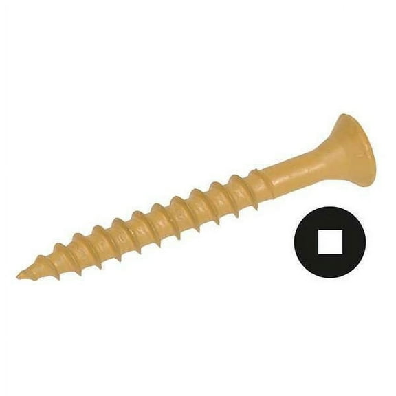 Wood Screw, #10, 3 in, Zinc Plated Steel Flat Head Square Drive, 100 PK