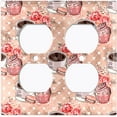 thumbnail image 2 of Metal Light Switch Wall Plate Outlet Cover (Coffee Mocha Espresso Heart Cupcake Macaron Flower Bouquet Pink - Double Duplex), 2 of 2