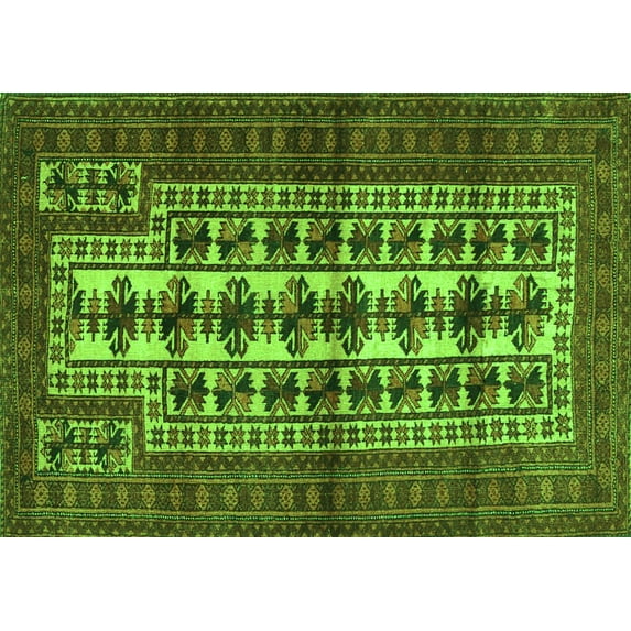Ahgly Company Indoor Rectangle Persian Green Traditional Area Rugs, 7' x 9'