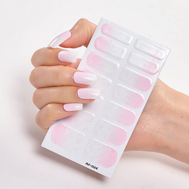 Pegatinas de tiras de esmalte de uñas en gel curado, envoltura completa adhesiva de gel