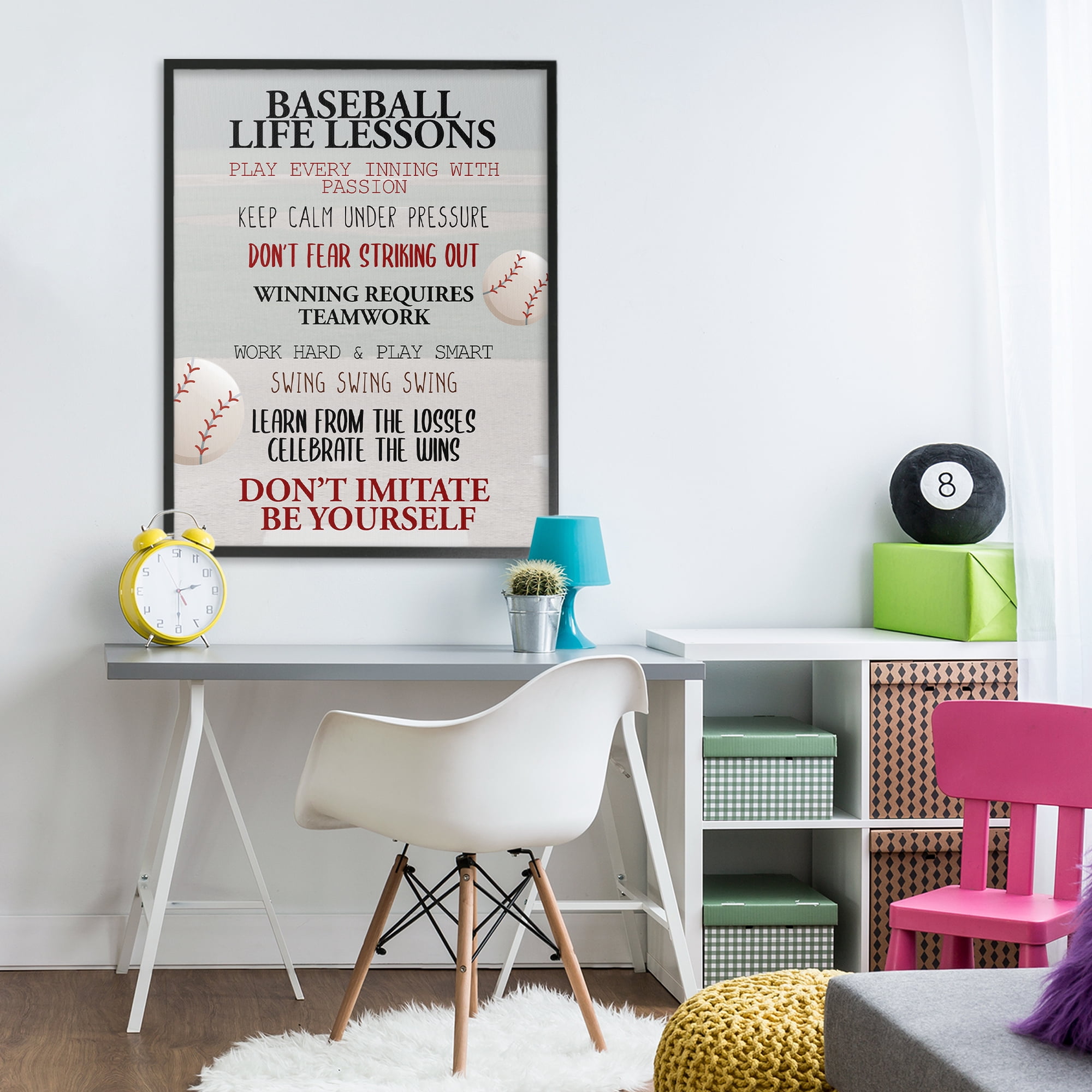 Baseball Life Lessons Black Framed Giclee Art, design by Kim Allen