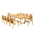 thumbnail image 1 of Grade-A Teak Dining Set: 10 Seater 11 Pc: 118" Mas Rectangle Trestle Leg Table And 10 Clipper Stacking Arm Chairs Outdoor WholesaleTeak #51CP2511, 1 of 6