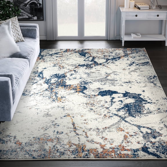 Abani Casa Collection Area Rug Mid Century Modern Bedroom Living Room Decor Floor Rug 5 x 8 Blue Grey