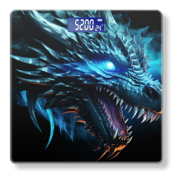 High Precision Body Weight Scale Smart Bathroom Scales with Large LCD Display(400lbs),Decorative for Bedroom-Blue Dragon With Glowing Eyes