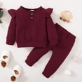 thumbnail image 3 of 12 Months Baby Girls Clothes 18 Months Girls 3PCS Outfits Set Solid Color Toddler Girls Long Sleeve Top Pants Set with Headband Red, 3 of 9
