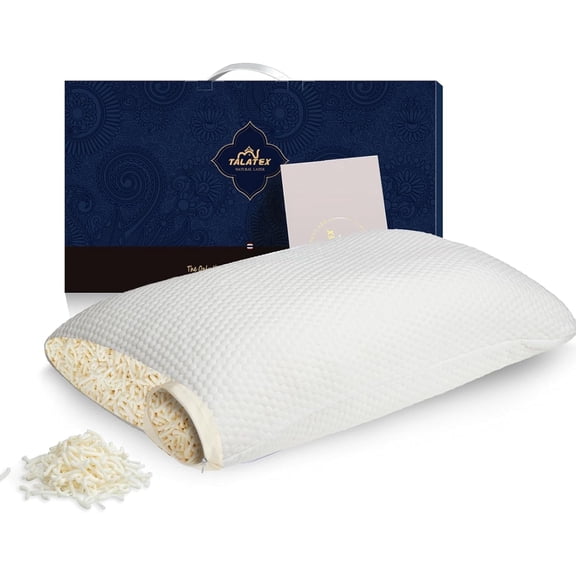 Talatex Talalay 100% Natural Adjustable Latex Pillow with Shredded Foam & Tencel Cover - Pressure Relief, Queen Size