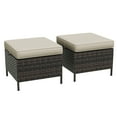 thumbnail image 3 of Meetleisure Outdoor PE Rattan Ottoman, Set of 2, Beige, 3 of 7