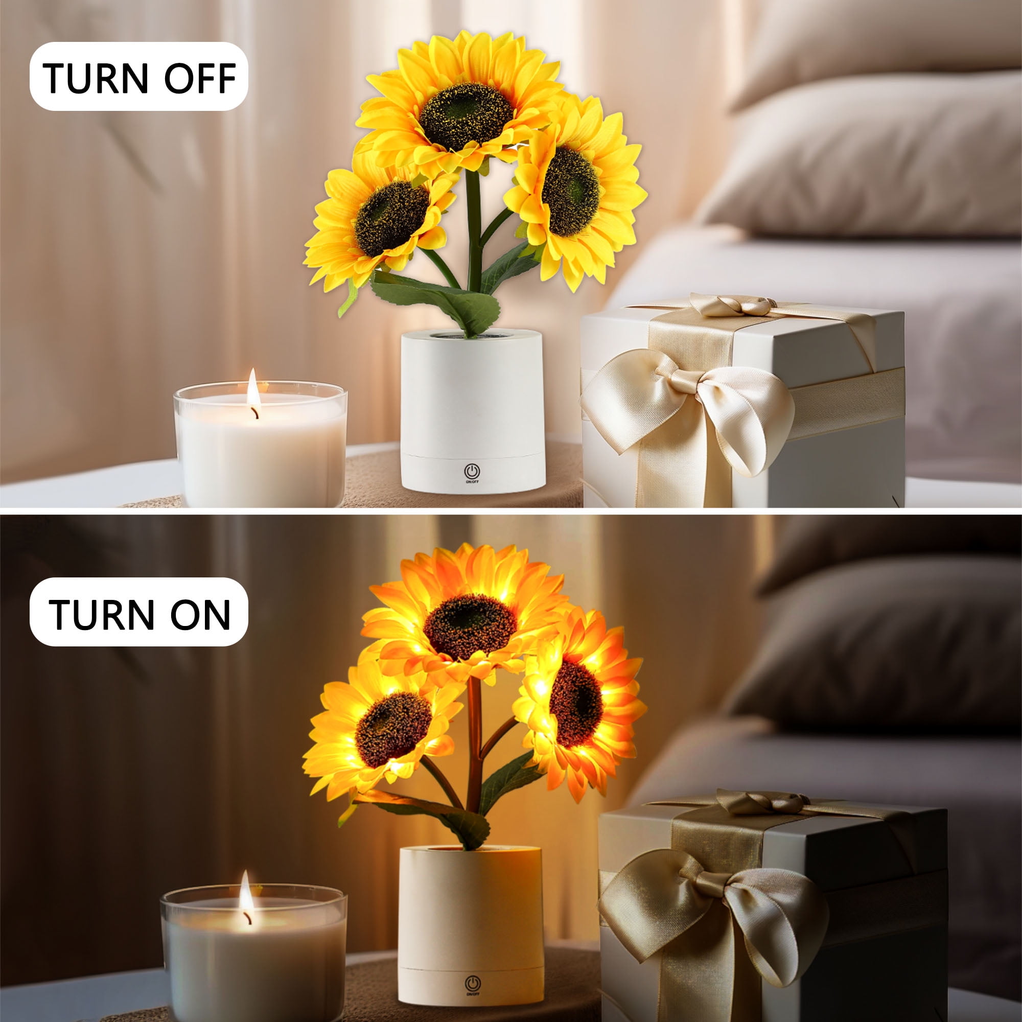 Sunflower Flower Lamp Gifts for Women, Birthday Christmas Ideal Gifts for Women Mom Grandma Girlfriend Friend Wife Anniversary Birthday, Bedroom Bar Coffee Shop Sunflower Night Light Lamp Decor