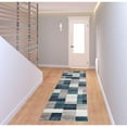 thumbnail image 7 of 8' Teal And Gray Patchwork Power Loom Stain Resistant Runner Rug, 7 of 7