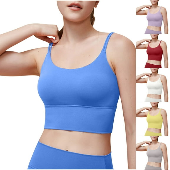 SMihono Fashion Women's Seamless Sports Bra Workout Crop Top Tank Tops for Women Racerback Sports Bra Crop Top Fitness Wireless Bra Blue 8