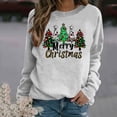thumbnail image 3 of Christmas Tree Crewneck Sweatshirts Womens Long Sleeve Xmas Pullover Shirts Loose Cute Holiday Tops, 3XL White, 3 of 3