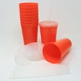 thumbnail image 5 of Rolling Sands 22 oz Reusable Plastic Cups with Lids, 10 Pack, USA Made Orange Tumblers; Includes 10 Reusable Straws; Dishwasher Safe, 5 of 9