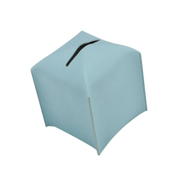 Injueey Caja de pañuelos cuadrada, dispensador de PU, decoración del hogar, caja de papel, contenedor, organizador de oficina, dormitorio, Decoración del hogar Azul