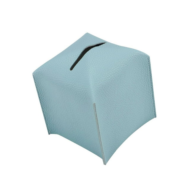 Cateissary Soporte para caja de pañuelos, cubierta impermeable de PU, caja de papel, contenedor, oficina, Hotel para dormitorio, sala de estar, Decoración del hogar Azul