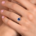 thumbnail image 4 of Gem Stone King 1.22 Ct Round Blue Created Sapphire White Diamond 10K White Gold Ring, 4 of 5