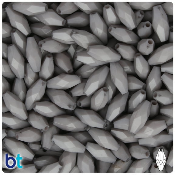 BeadTin Grey Opaque 15mm Faceted Bicone Acrylic Beads (200pcs)