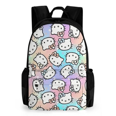Colorful Hello-Kitty Laptop Backpacks with Pocket Casual Lightweight Bookbag Classic Shoulders Roomy Bag for Hiking Traveling Camping Business Errands