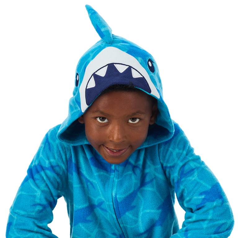 Saint Eve Kids Pajamas Onesie, Animal Hooded Sleepwear, Blue Shark