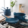 thumbnail image 4 of Gibson Home Helensburgh 7-Piece PFA-Free Ceramic Nonstick Carbon Steel Cookware Set â Blue Pots and Pans with Glass Lids, Saucepan, Dutch Oven, Fry Pan, 4 of 6