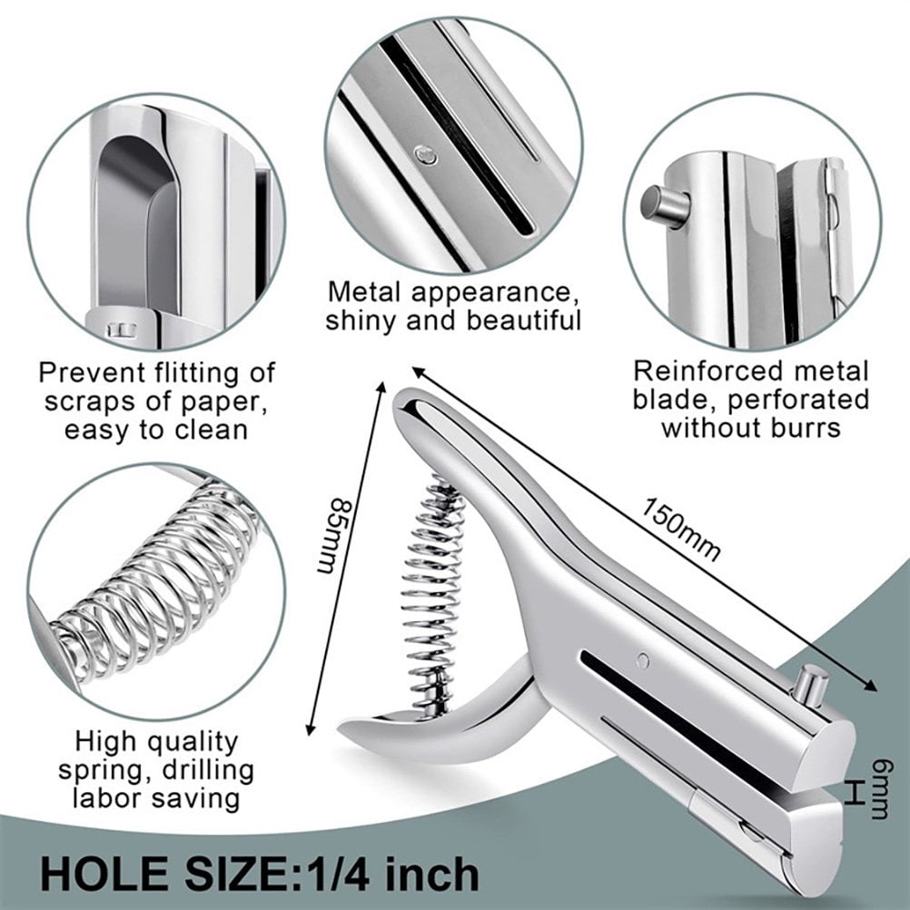 PloutoRich Hole Puncher, Single Hole Punch, Heavy Duty Paper Puncher Single, Portable Hand Held Long Hole Punch for Paper Cards Plastic Cardboard, 3mm