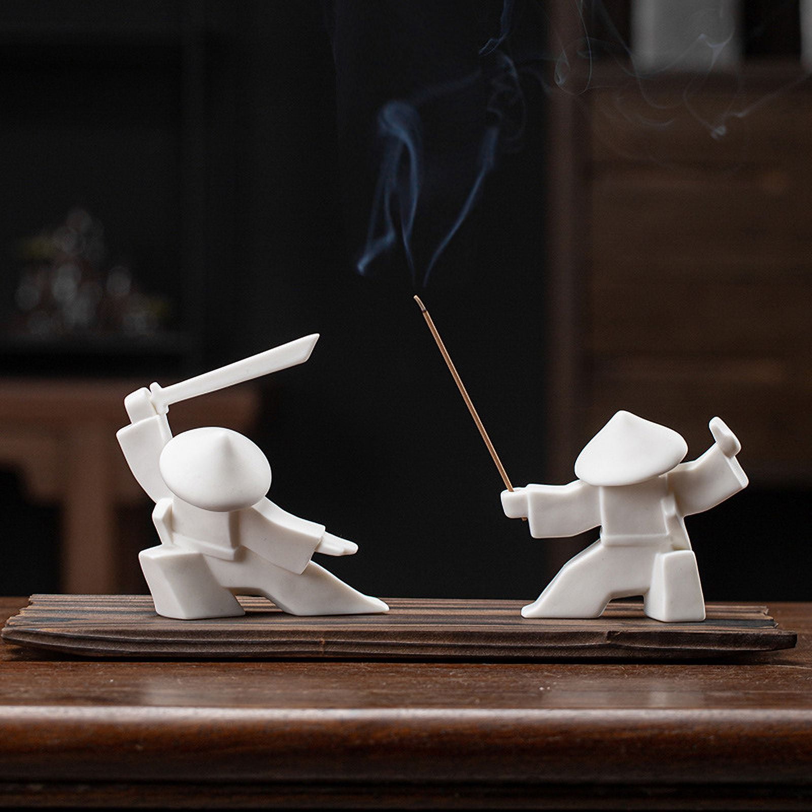 Creative Samurai Modern Ceramic Ornament Incense Burner, Heroic Tea Pet, Home Indoor Sandalwood Incense Holder, Incense Tray