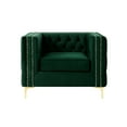 thumbnail image 4 of Inspired Home Sania Velvet Club Chair- Tufted Nailhead Trim Gold Legs, Hunter Green, 4 of 9