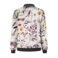 thumbnail image 3 of Jackets For Women Floral Printed Fashion Casual Zip Top Jacket Long Sleeve less Casual Jacket Loose Slim Fit Ladies Jackets Summer Jacket Daily Jackets Lightweight Bomber Jacket, 3 of 5