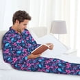 thumbnail image 6 of Sikiie Blue Skull Flower Mens Pajama Set, Soft Warm Long Sleeve Sleepwear, Cozy Button-Down Pjs for Men-Small, 6 of 7