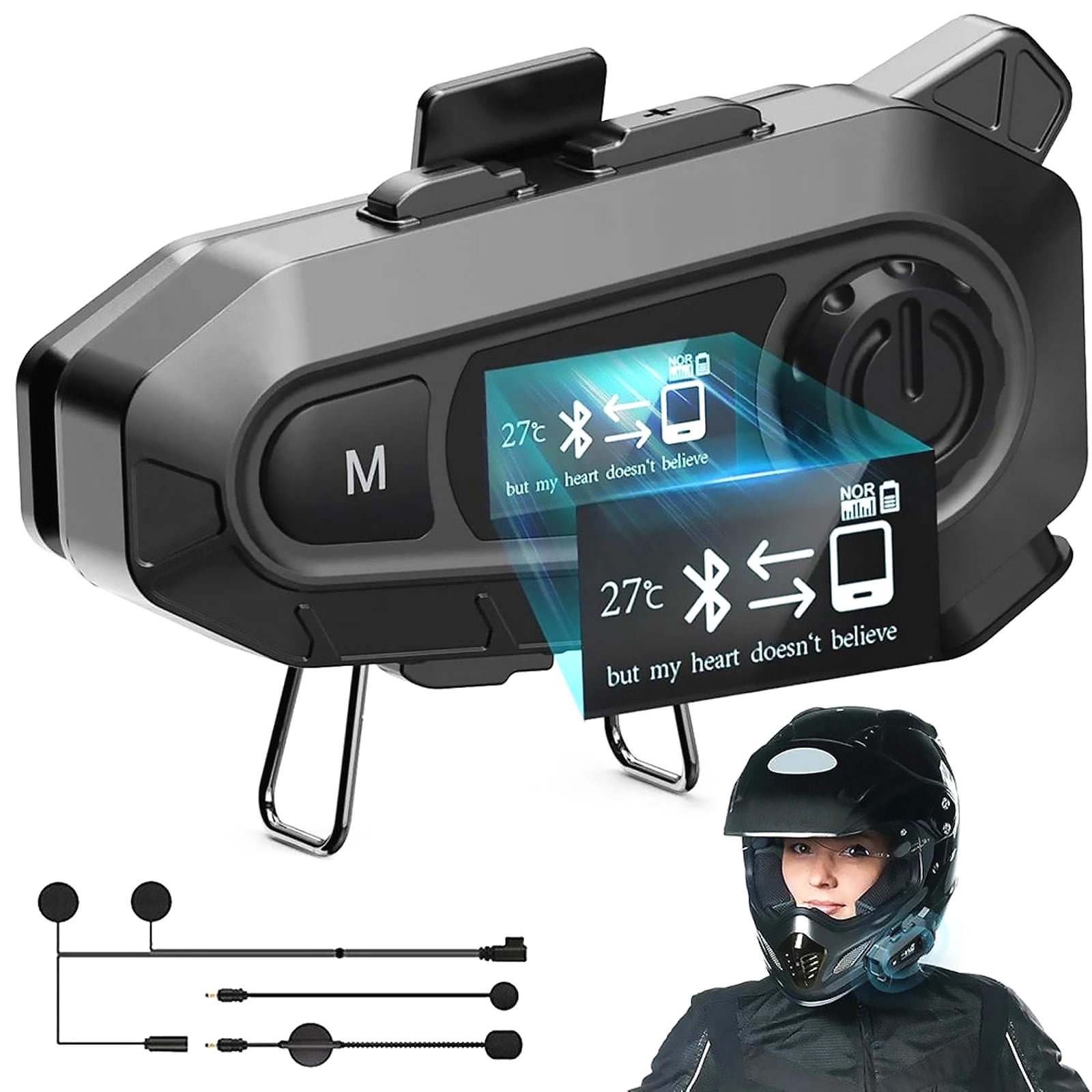 ARCADORA Bluetooth Helmet Earphones, Black ABS 40mm Speaker, Bluetooth 5.4 15m for Motorcycle Riders Long-Distance Trips