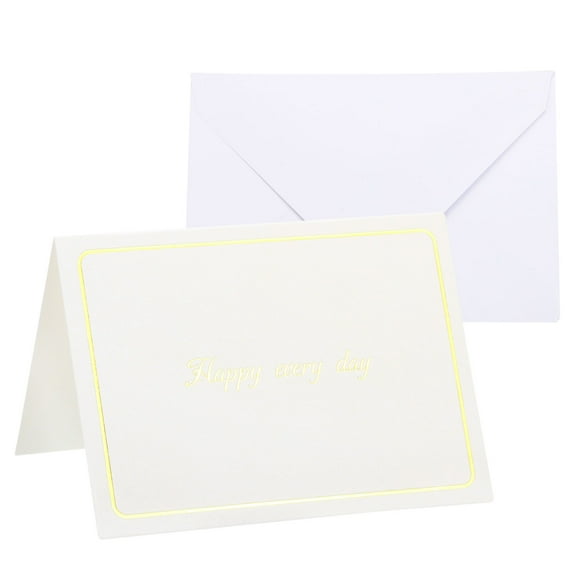 Uxcell "Happy every day" Blank Greeting Cards,24pack Foldable Blank Card, Gold Tone White with Envelope