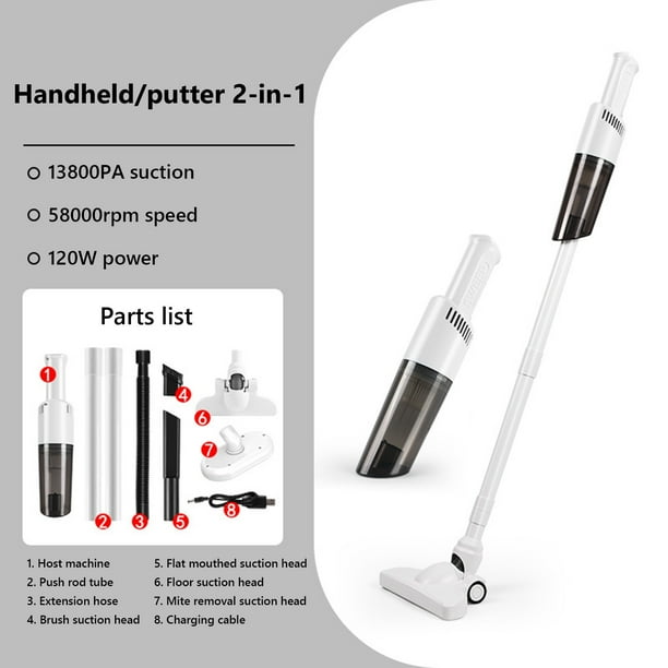 Aspiradora de coche inalámbrica y práctica, de mano, ideal para el hogar y el coche, con gran potencia de succión.