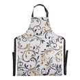 thumbnail image 2 of Elegant Floral Swirl Design Chef Kitchen Apron with Pockets for Women Waterproof Aprons for Cooking Baking, 2 of 7