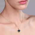 thumbnail image 3 of Gem Stone King 18K Yellow Gold Plated Silver Blue Iolite and White Moissanite Heart Shape Pendant Necklace for Women (1.27 Cttw, Heart 8MM, Gemstone Birthstone, with 18 inch Chain), 3 of 5
