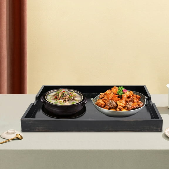 Stove Top Cover Thick Pine Wood Noodle Board Food Tray with Built-in Handles, 30 x 22 Inch