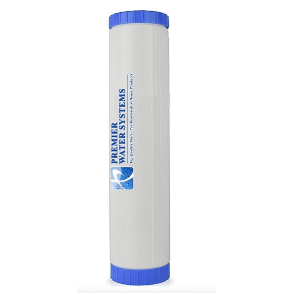 4.5" x 20" Whole House Big Blue Refillable Well Water Filter Cartridge - GAC Catalytic Carbon/Birm KDF 85: Removes Iron, Manganese, Hydrogen Sulfide - Rotten Egg Smell