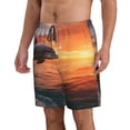 thumbnail image 2 of KLL Sunset Dancing Dolphin B Men's Casual Summer Beach Shorts Hawaiian Shorts with Pockets-X-Large, 2 of 5