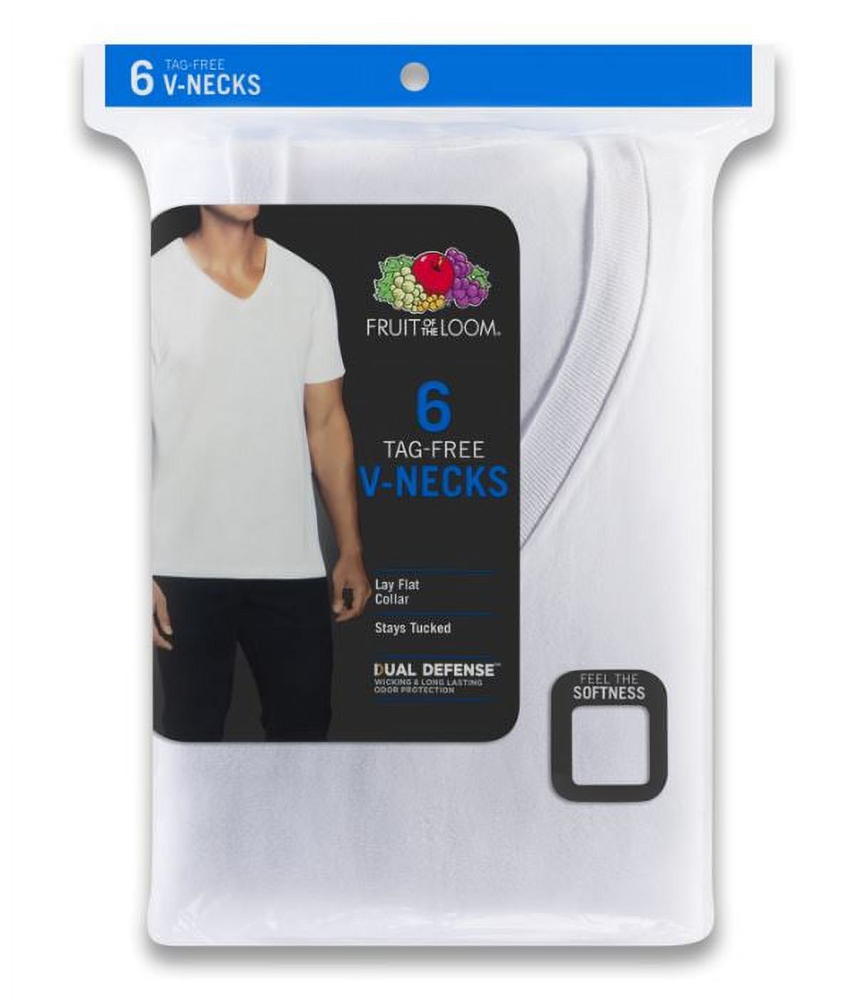 Men's Dual Defense White V-Neck T-Shirts, 6 Pack - Walmart.com