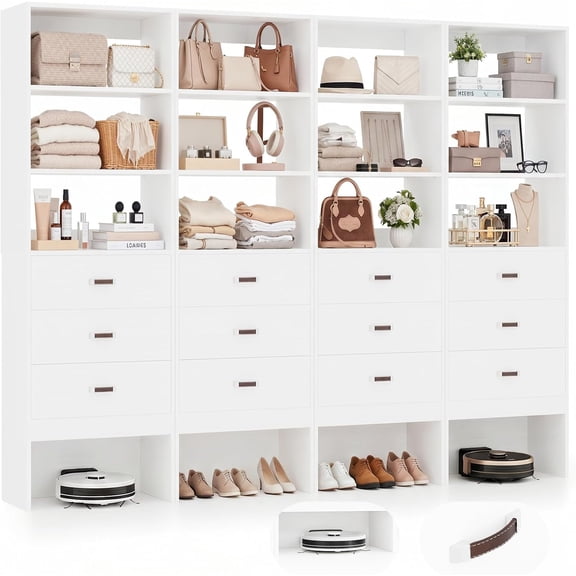 Homieasy Closet Drawers System, Closet System with 3 Drawers, 4 Set, White