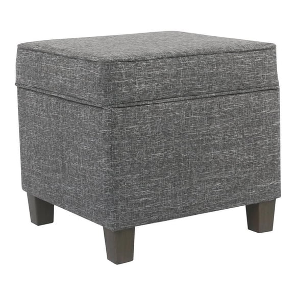 HomePop Square Transitional Wood and Fabric Lift Off Ottoman in Gray Finish