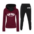 thumbnail image 4 of Women’s Hoodie And Pants Set With NY Print Long Sleeve Sportswear Tracksuit For Casual Wear And Exercise Formal Short Jacket Womens Jumpsuit for Wedding Guest Women Work Suit Set Two Piece for Women, 4 of 4