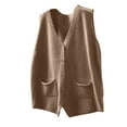 thumbnail image 2 of Qetyuw Button Down Sweater Vests for Women Knit Sleeveless V Neck Vest Solid Color Casual Tank Tops with Pockets, 2 of 5