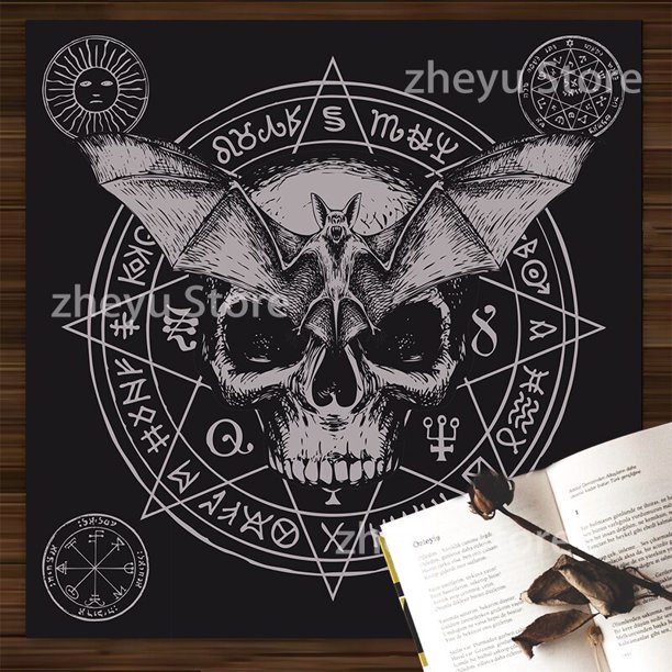 Mantel de Tarot de gato negro, adorno para el hogar, brujería solar, arreglo pagano, astrología, Alfombra de oráculo, regalo para habitación, 85x85 QYM unisex