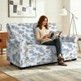 thumbnail image 5 of Xixirimido Recliner Slipcover 6-Pieces Lazyboy Cover for 2 Seat Recliner Chair Covers with Pockets Furniture Protector for Living Room Sofa Slipcover, Vintage Blue Floral, 5 of 8