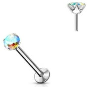 Labret Flat Back Stud Gem Prong Settings Push In Threadless
