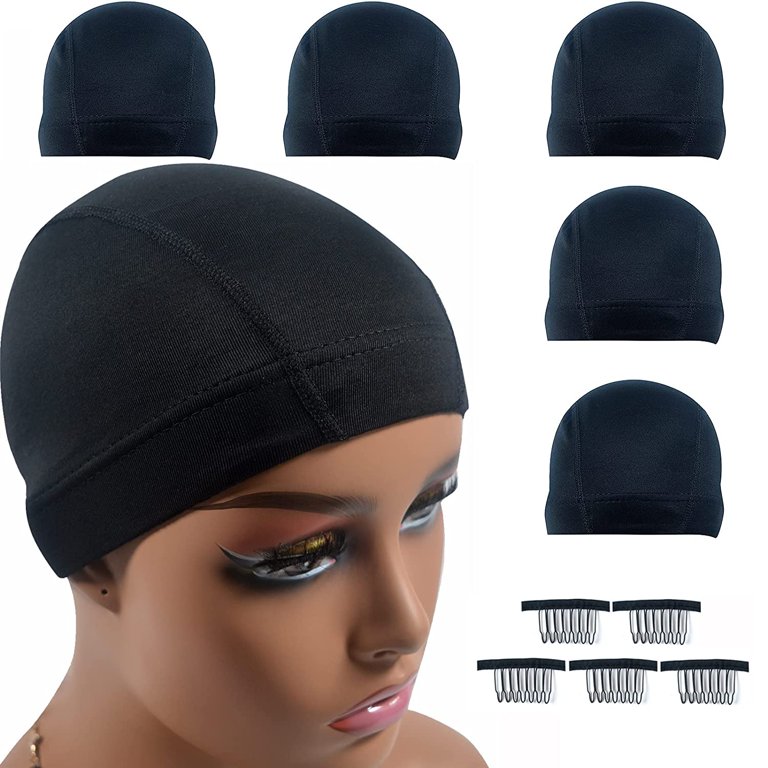 5pcs Spandex Dome Wig Cap For Making wig, Stretchable and Comfortable Dome  Mesh Cap, Breathable And Elastic,gift with 5pcs/lot wig combs (5pcs L)