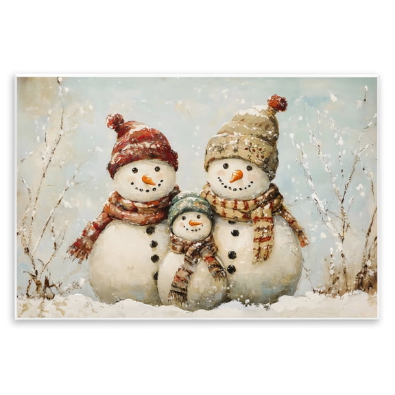 Snowman Family Of Three Wall Plaque Art, design by Petal Prints Design