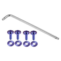 1 Set 1/4" M6 Universal Car Anti Theft License Plate Screws Car Frame Holder with 4 Washers Deep Purple